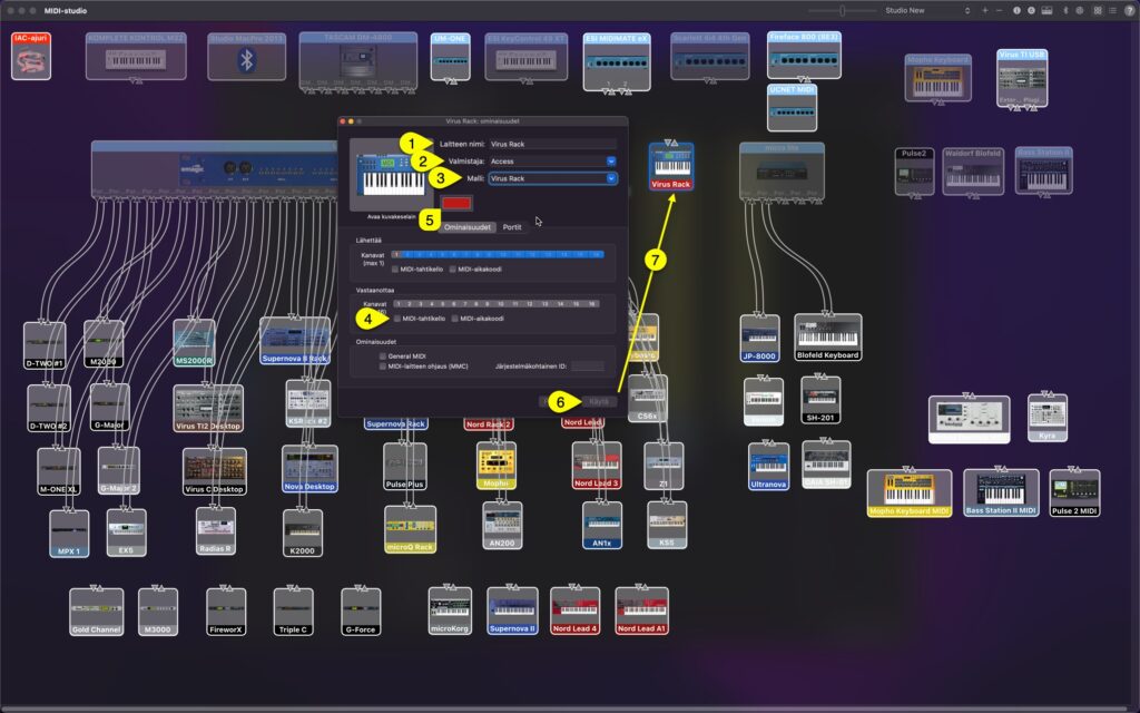 access virus editor macos midi configuration update device