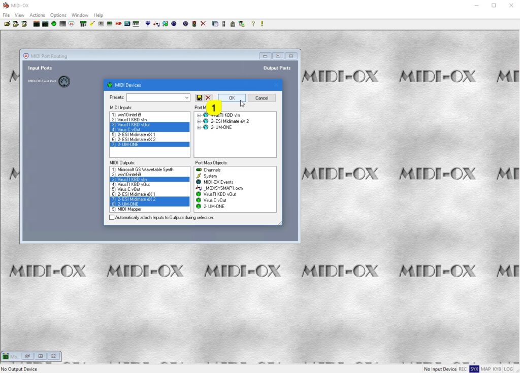 Access Virus Editor - Windows MIDI Configuration 18 access virus editor midi-ox all done