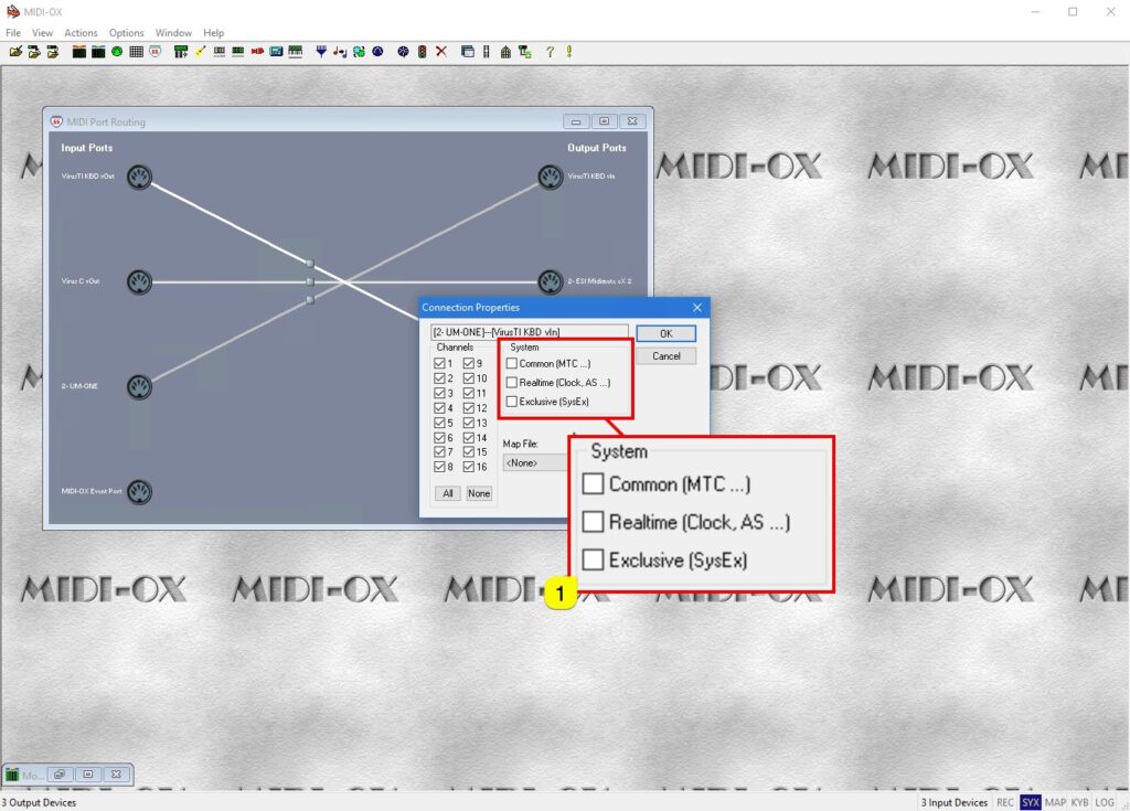 Access Virus Editor - Windows MIDI Configuration 23 access virus editor midi-ox filters