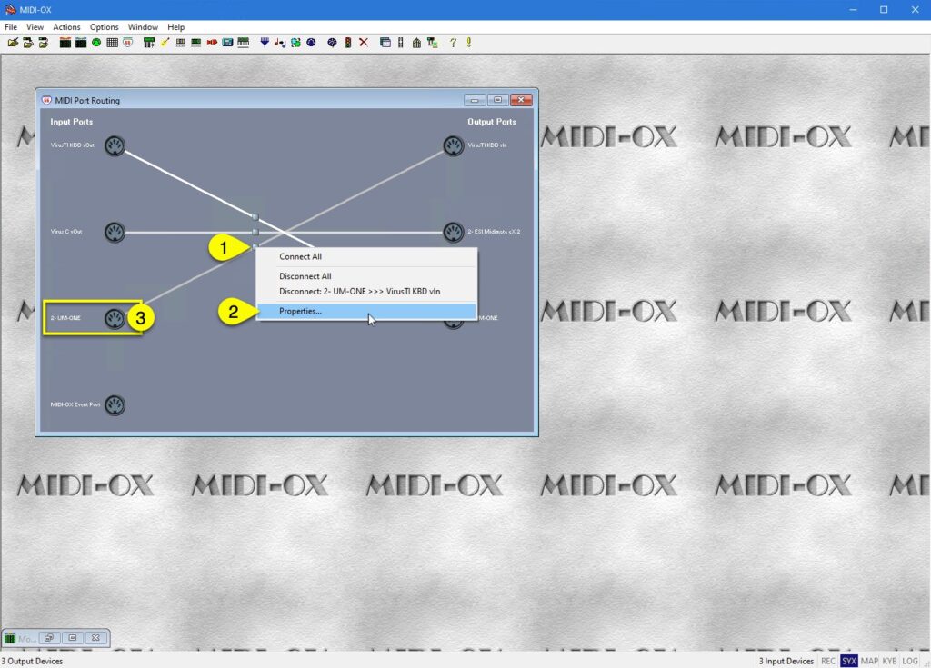 Access Virus Editor - Windows MIDI Configuration 22 access virus editor midi-ox properties