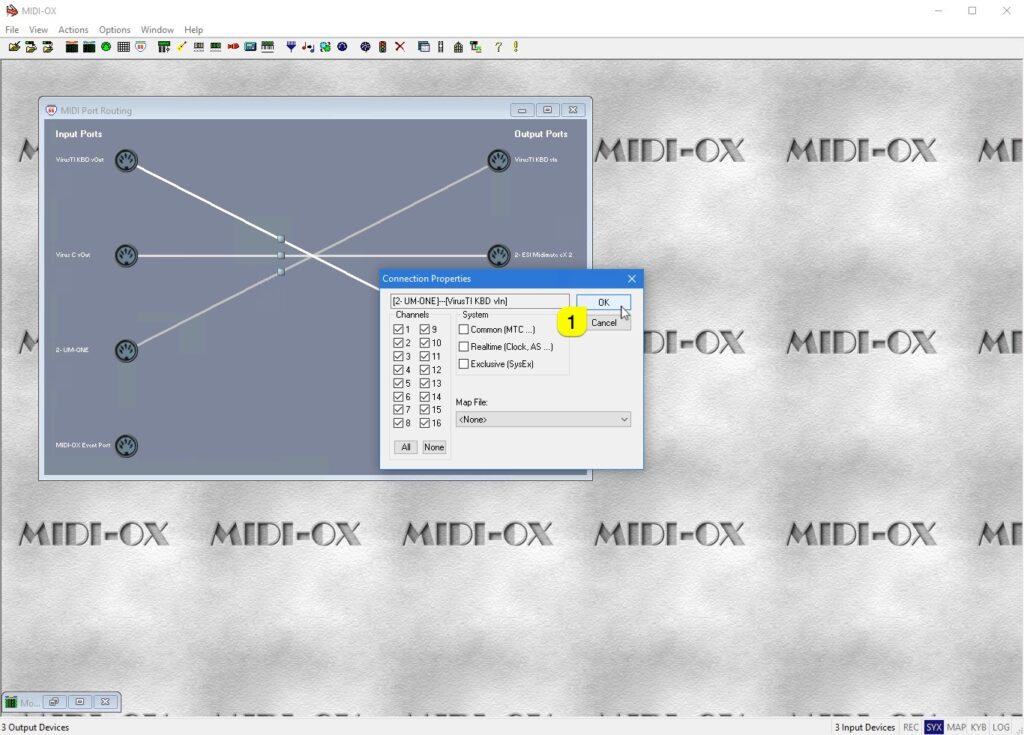 Access Virus Editor - Windows MIDI Configuration 24 access virus editor midi-ox properties done