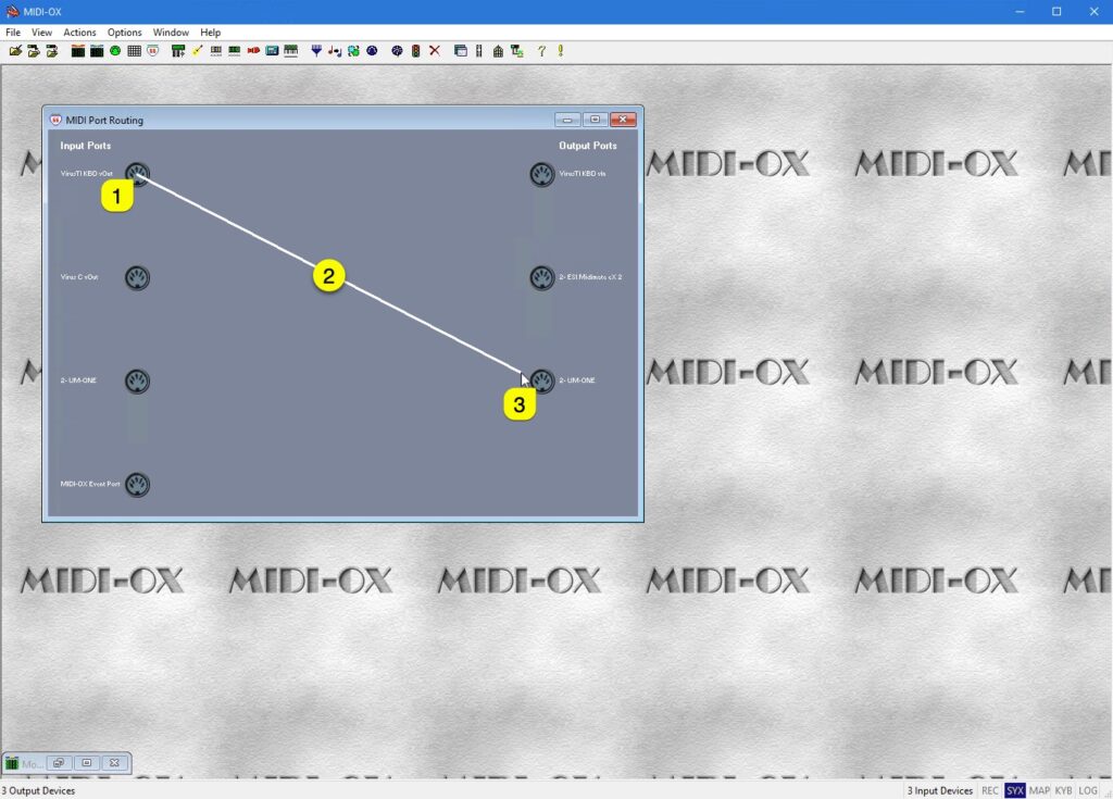 Access Virus Editor - Windows MIDI Configuration 20 access virus editor midi-ox routing 1