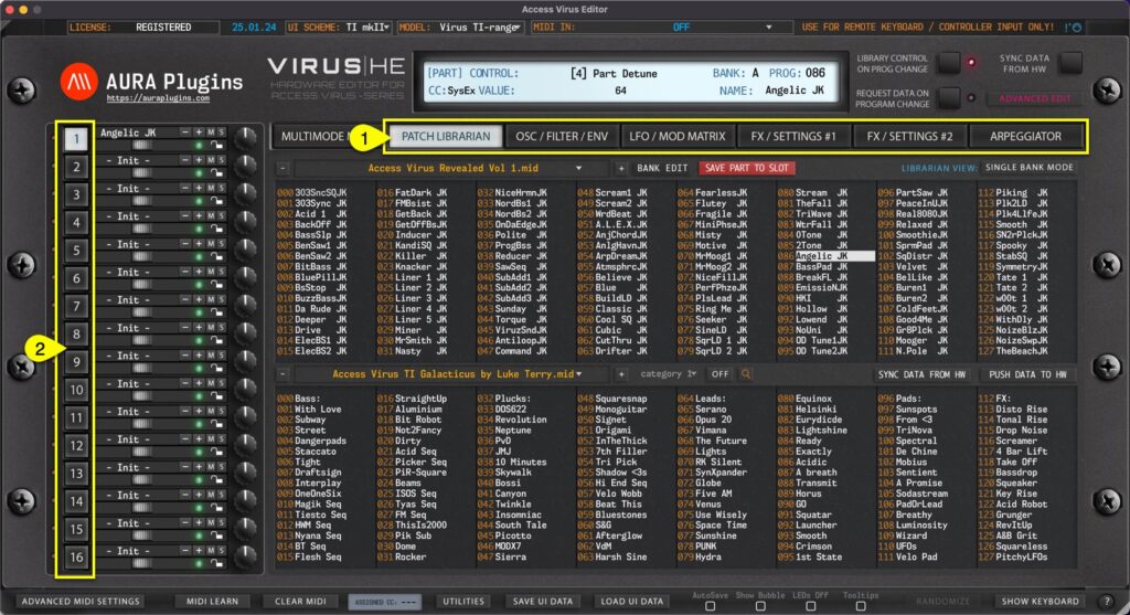access virus editor how to change parts from the user interface access virus editor how to change parts from the user interface