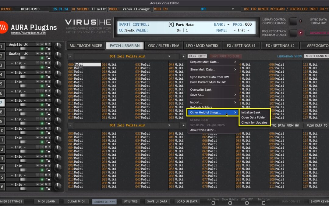 Access Virus Editor – Other Helpful Things