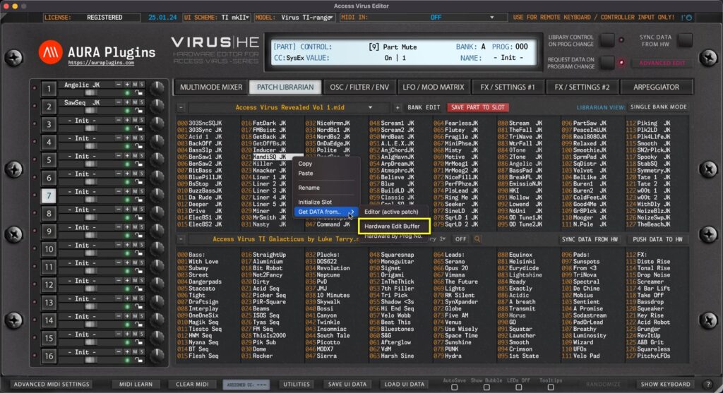 access virus editor request patch data - from edit buffer access virus editor request patch data - from edit buffer