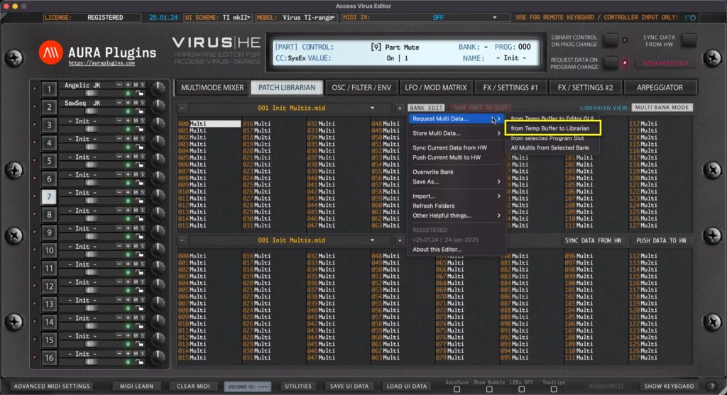 access virus editor request multi data from buffer to library