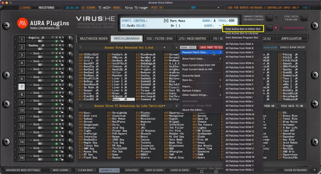 access virus editor request patch data - from part to user interface access virus editor request patch data - from part to user interface