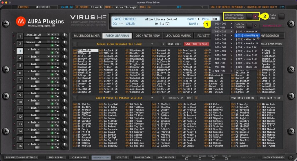 access virus editor sending data to hardware via program menu access virus editor sending data to hardware via program menu