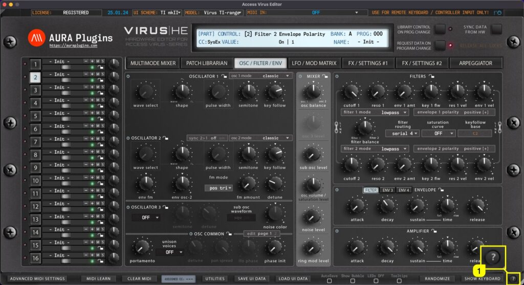Access Virus Editor – How To Show Quick Help