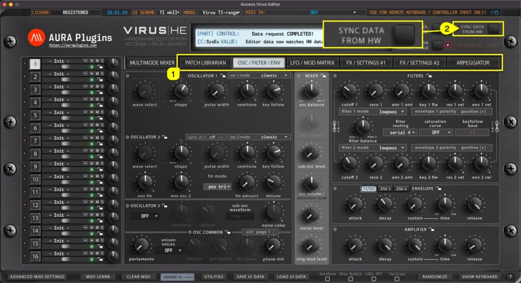 access virus editor how to sync data from hardware - sync single parts access virus editor how to sync data from hardware - sync single parts