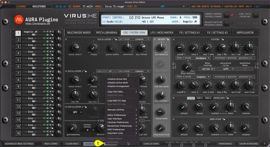 access virus editor utilities menu access virus editor utilities menu