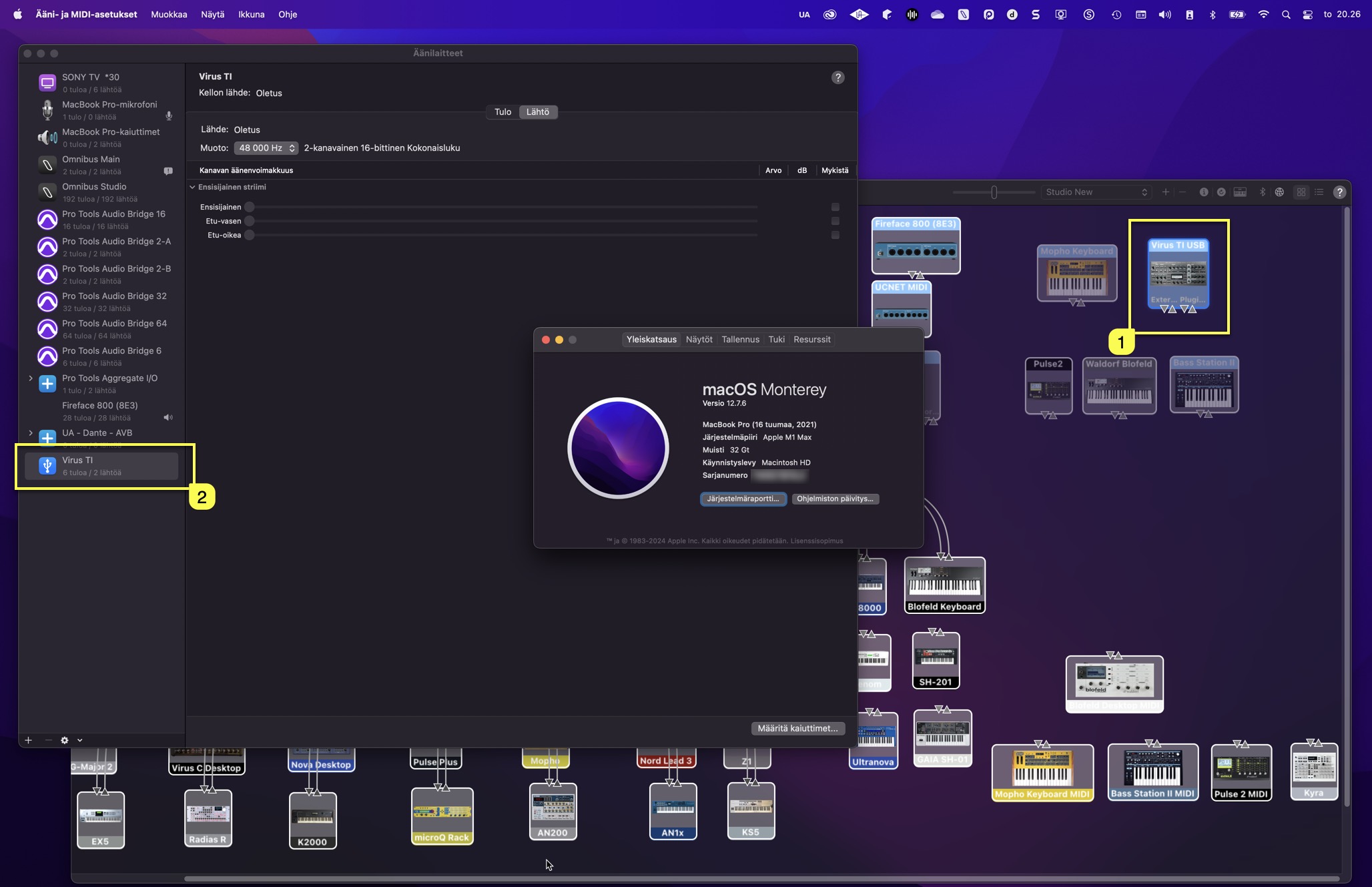 access virus ti usb audio with macos