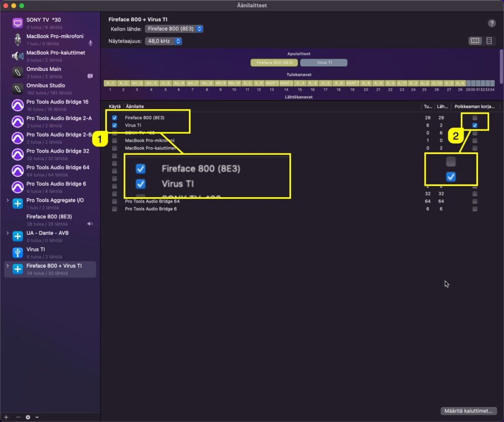 virus ti usb audio macos aggregate devices