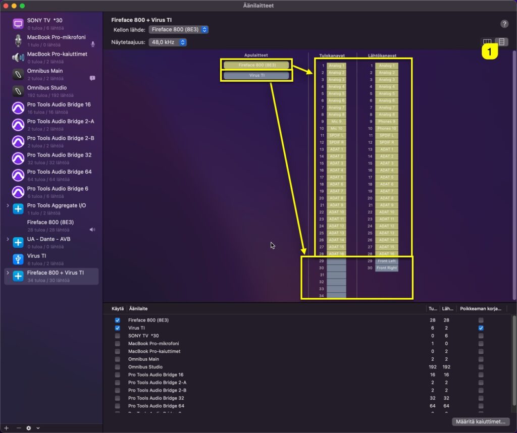 virus ti usb audio macos list aggregate devices