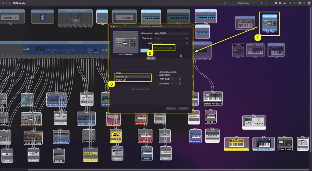 virus ti usb audio macos midi studio