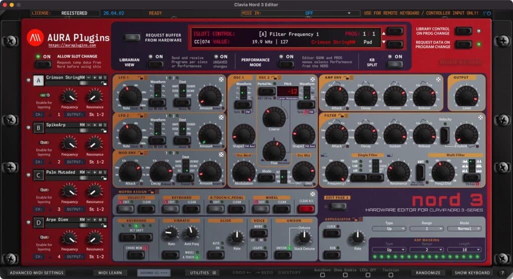 clavia nord 3 editor main edit view