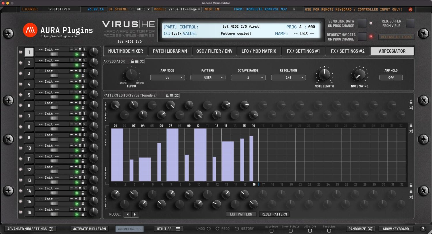access virus ti pattern editor