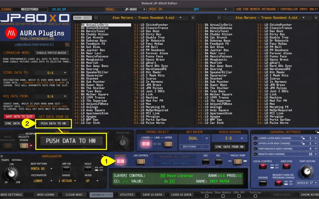 Roland JP-80×0 Editor – How To Push Data To Hardware