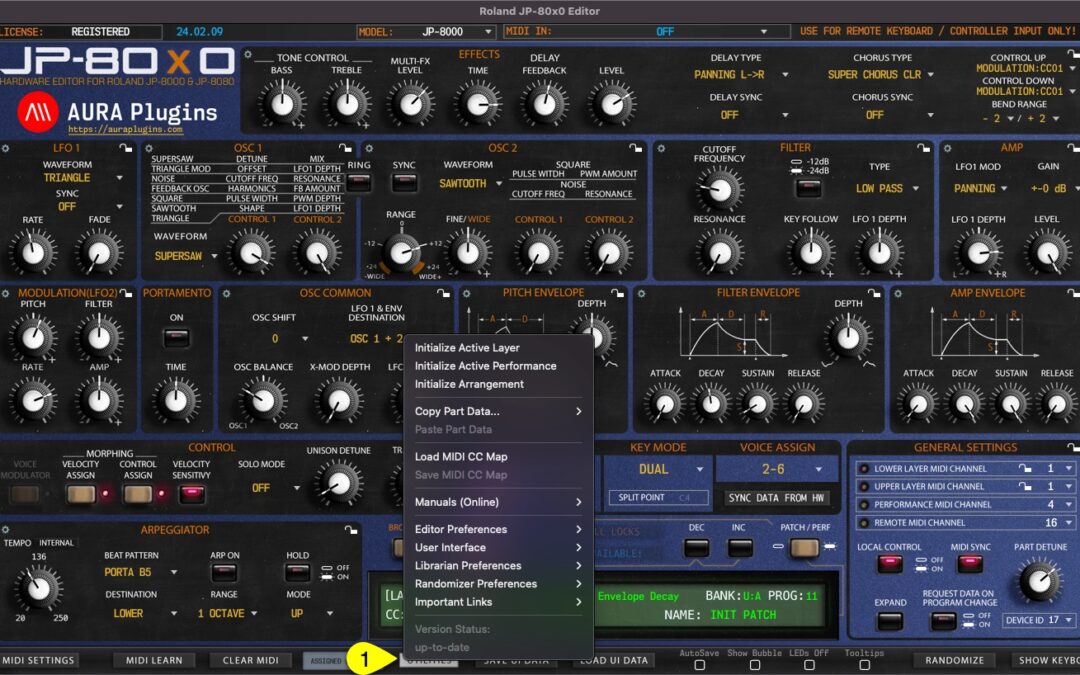 Roland JP-80×0 Editor – Utilities Menu