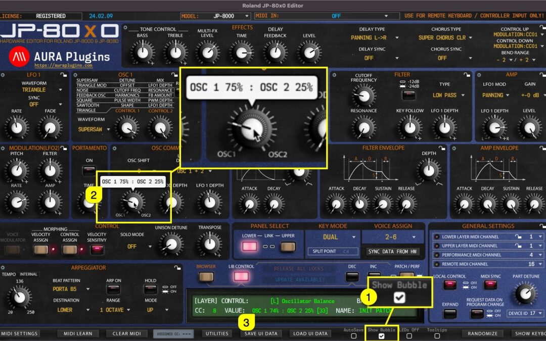 Roland JP-80×0 Editor – How To Use Show Bubble Function
