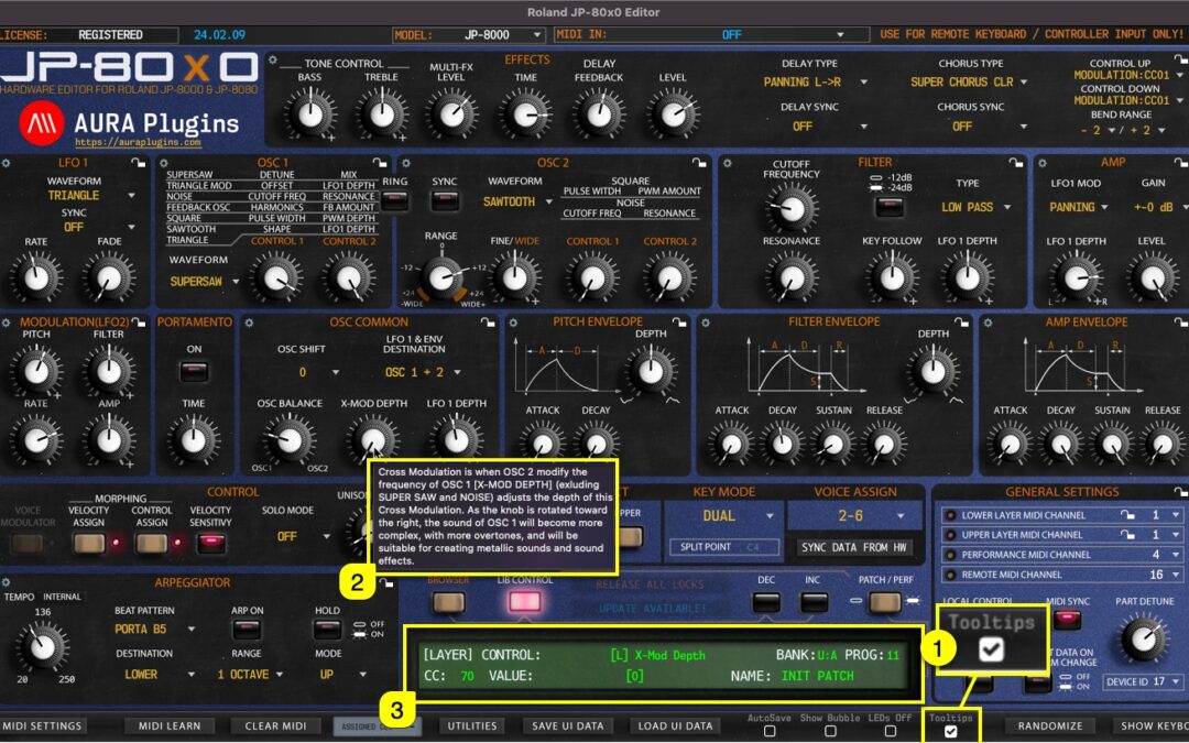 Roland JP-80×0 Editor – How To Display Parameter Tooltips