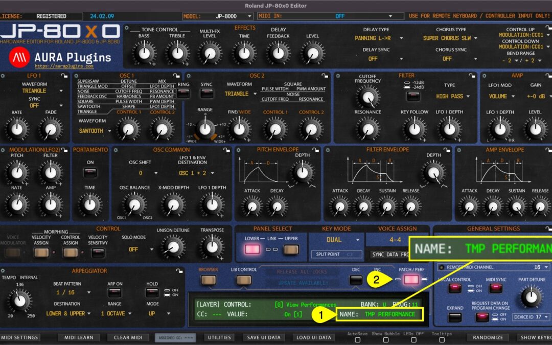 Roland JP-80×0 Editor – How To View Performance Name
