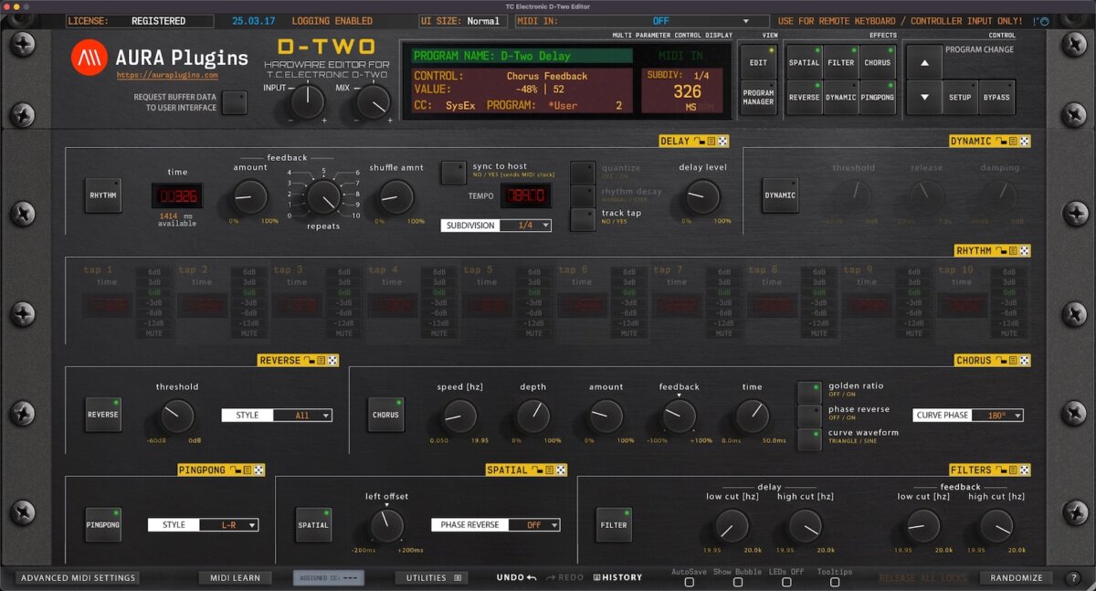 TC Electronic D-Two Editor Main View